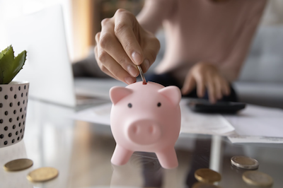 Piggybank and coins